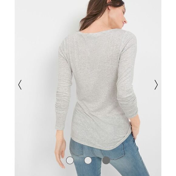 White house black market xs top long sleeve vneck tee grey - Picture 2 of 6